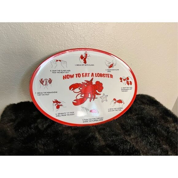 "HOW TO EAT A LOBSTER" Plastic Plate  8 Steps / 15"x10" YUM - Picture 1 of 5